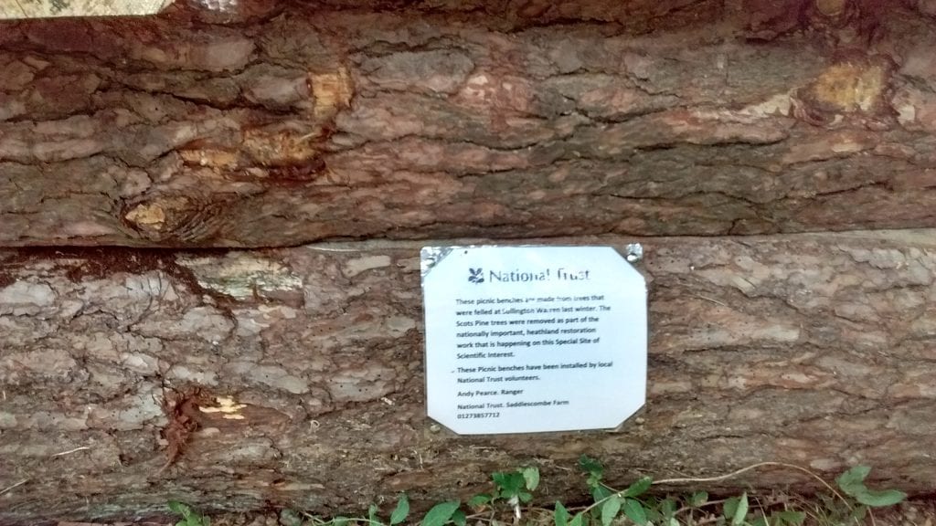 National Trust sign on picnic bench